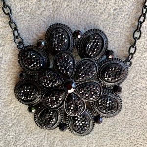 🖤🖤 Gothic Style Large Black Flower Crystal Choker 🖤🖤